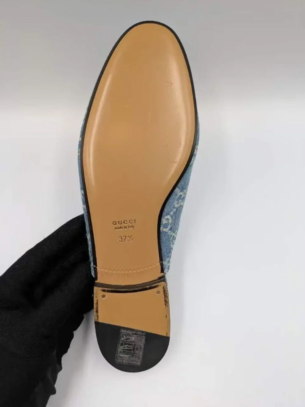 Gucci Women’s Monogram Jumbo GG Denim Malaga Princetown Slippers Light Blue EU37 - Picture 9 of 14